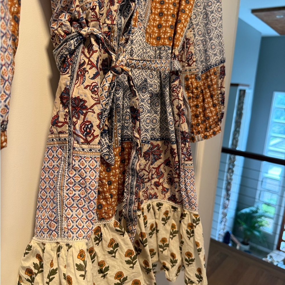 Zara Multicolor Patchwork Long Sleeve Dress - Picture 3 of 4